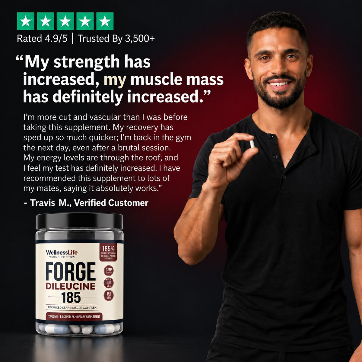 FORGE 185 non-hormonal, stimulant-free muscle support formula